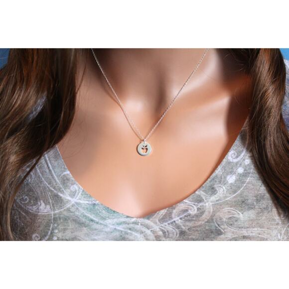 Gift for Teacher- Sterling Silver Apple Necklace - Picture 2 of 3